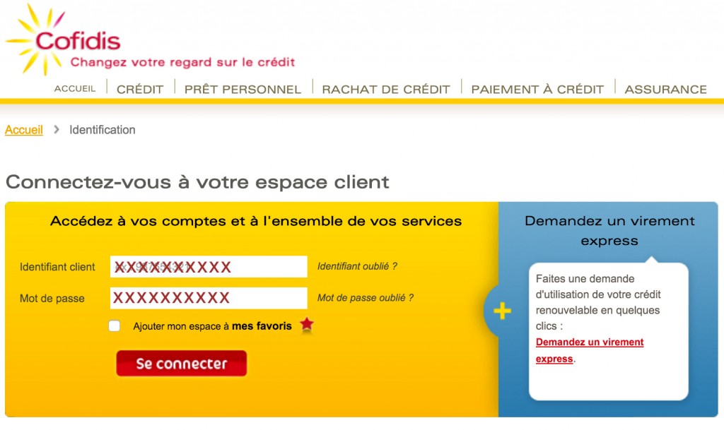 Espace client Cofidis